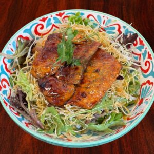 Teriyaki Salmon Salad Rice Bowl